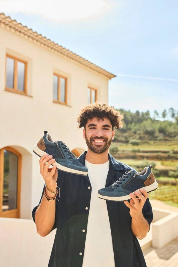 Rieker Sneakers lage schoen vrijetijdsschoen veterschoen met zij-rits