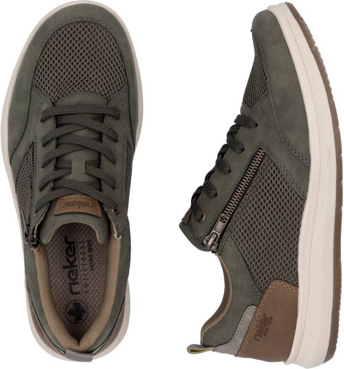 Rieker Sneakers lage schoen vrijetijdsschoen veterschoen met zij-rits