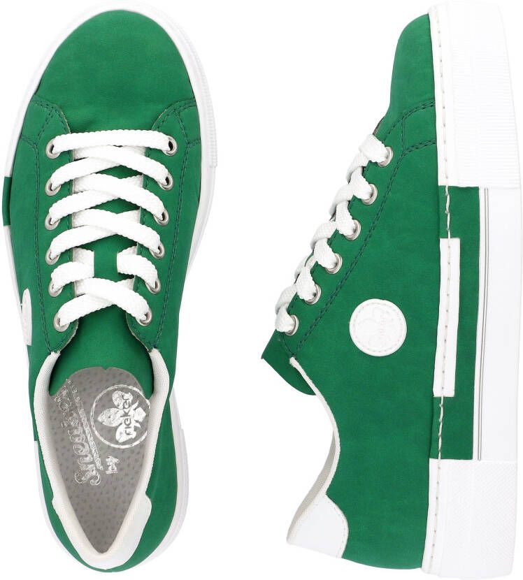 Rieker Sneakers vrijetijdsschoen lage schoen veterschoen met plateauzool