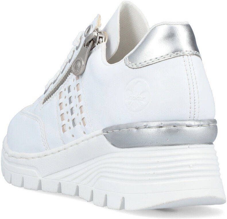 Rieker Sneakers met sleehak met zij vlechtopeningen vrijetijdsschoen lage schoen veterschoen