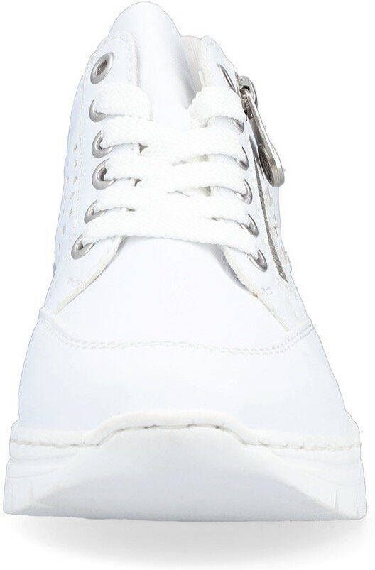 Rieker Sneakers met sleehak met zij vlechtopeningen vrijetijdsschoen lage schoen veterschoen