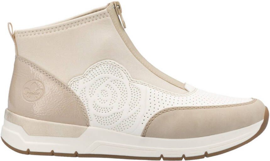Rieker Sneakers met sleehak enkellaars laarzen rozenprint met ritssluiting vooraan