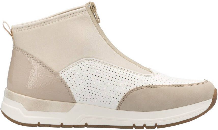 Rieker Sneakers met sleehak enkellaars laarzen rozenprint met ritssluiting vooraan