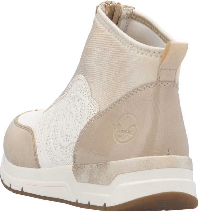 Rieker Sneakers met sleehak enkellaars laarzen rozenprint met ritssluiting vooraan