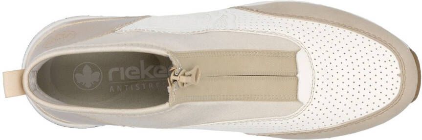 Rieker Sneakers met sleehak enkellaars laarzen rozenprint met ritssluiting vooraan