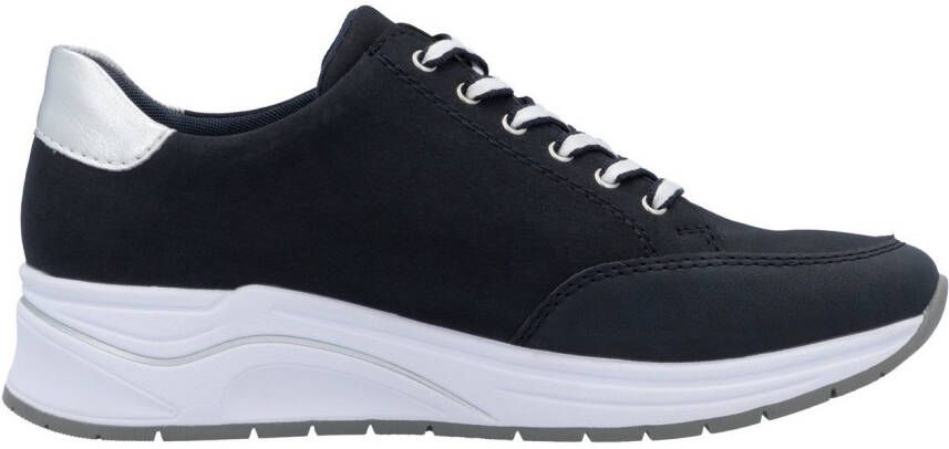 Rieker Sneakers met sleehak lage schoen veterschoen vrijetijdsschoen bedrukt met letters