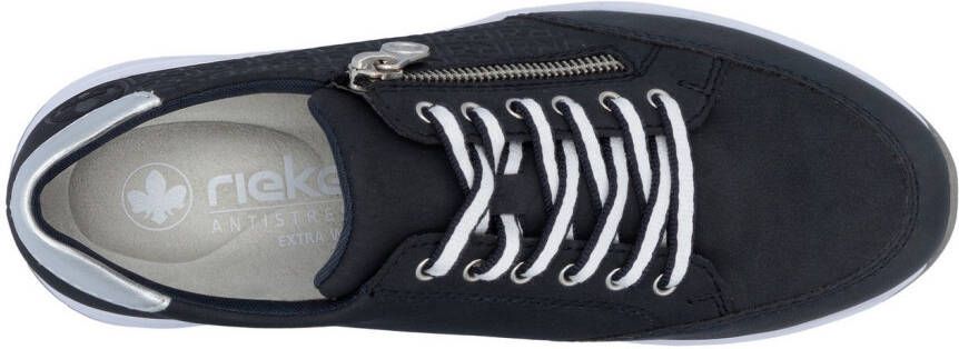Rieker Sneakers met sleehak lage schoen veterschoen vrijetijdsschoen bedrukt met letters