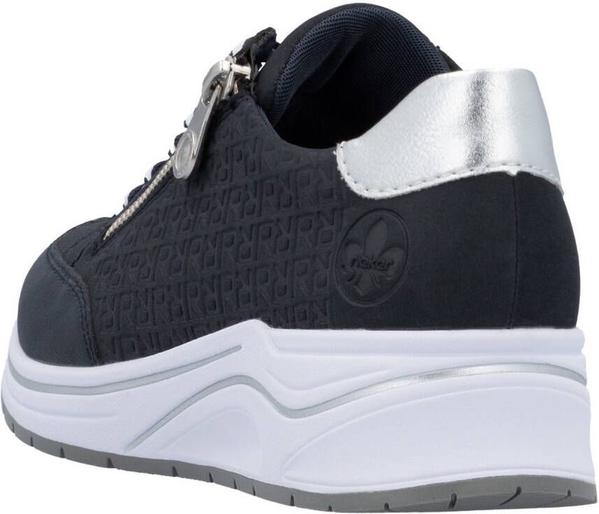 Rieker Sneakers met sleehak lage schoen veterschoen vrijetijdsschoen bedrukt met letters