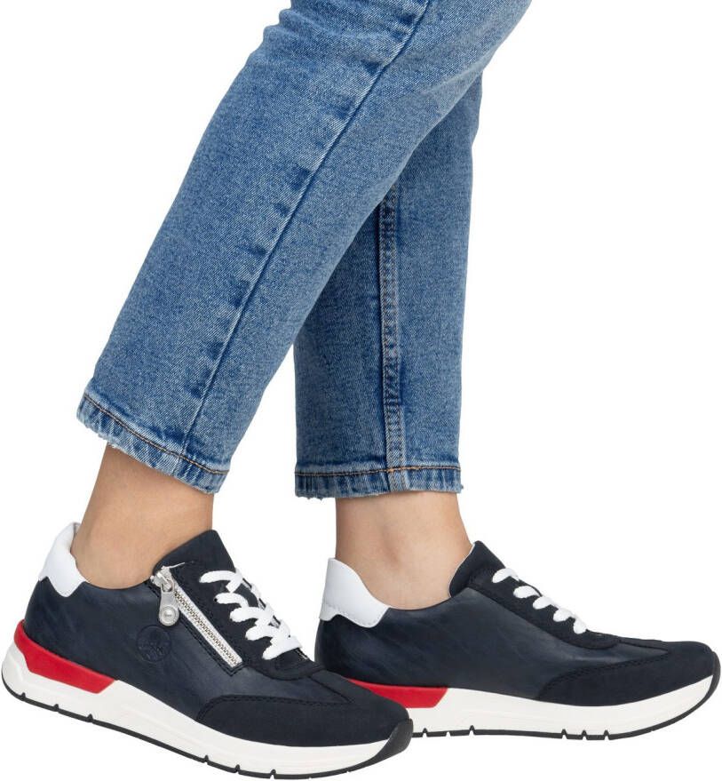 Rieker Sneakers met sleehak lage schoen vrijetijdsschoen veterschoen met touwachtige ritssluiting