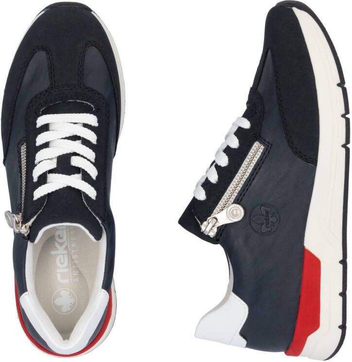 Rieker Sneakers met sleehak lage schoen vrijetijdsschoen veterschoen met touwachtige ritssluiting