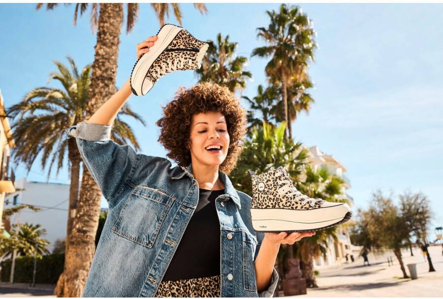 Rieker Sneakers plateau high top sneakers veterschoenen in vegan-verwerking