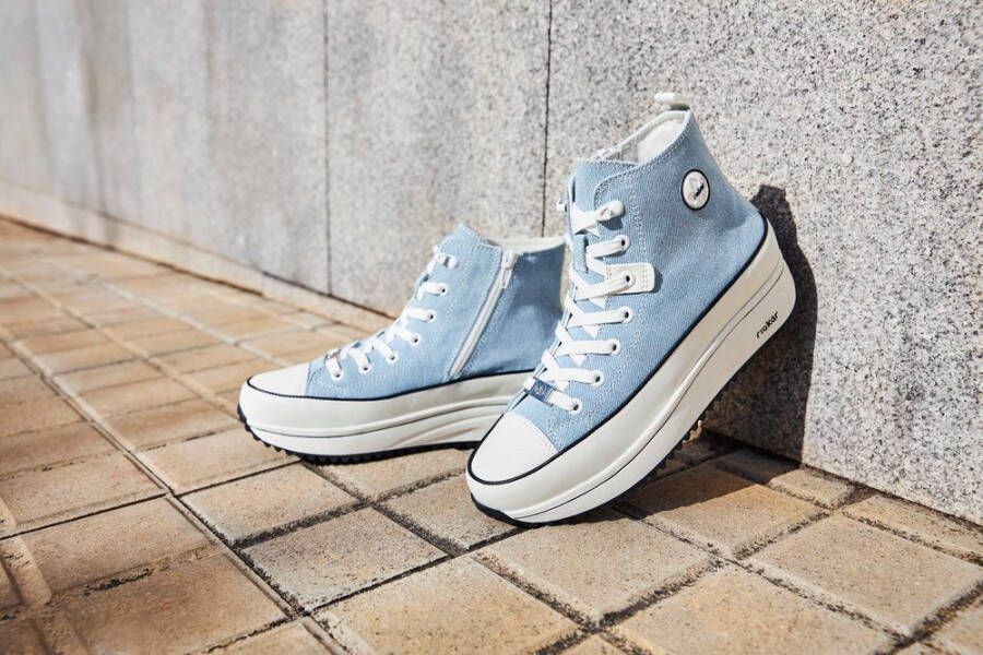 Rieker Sneakers plateau high top sneakers veterschoenen in vegan-verwerking