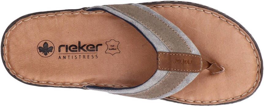 Rieker Teenslippers zomerschoen slippers poolslides badschoen met leren binnenzool