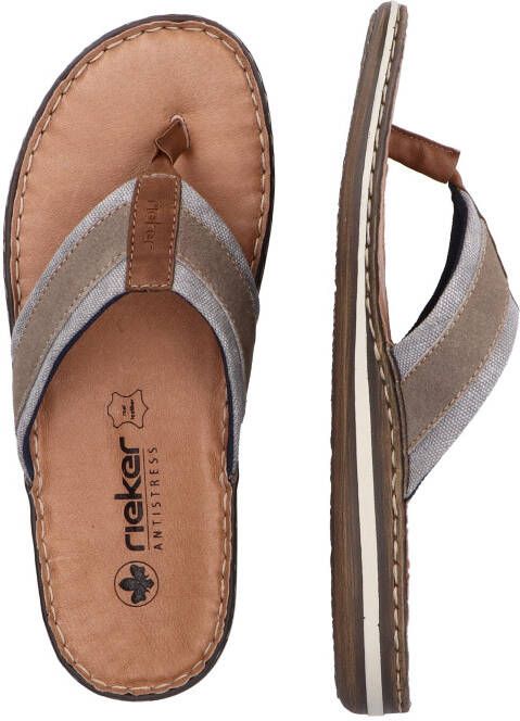 Rieker Teenslippers zomerschoen slippers poolslides badschoen met leren binnenzool