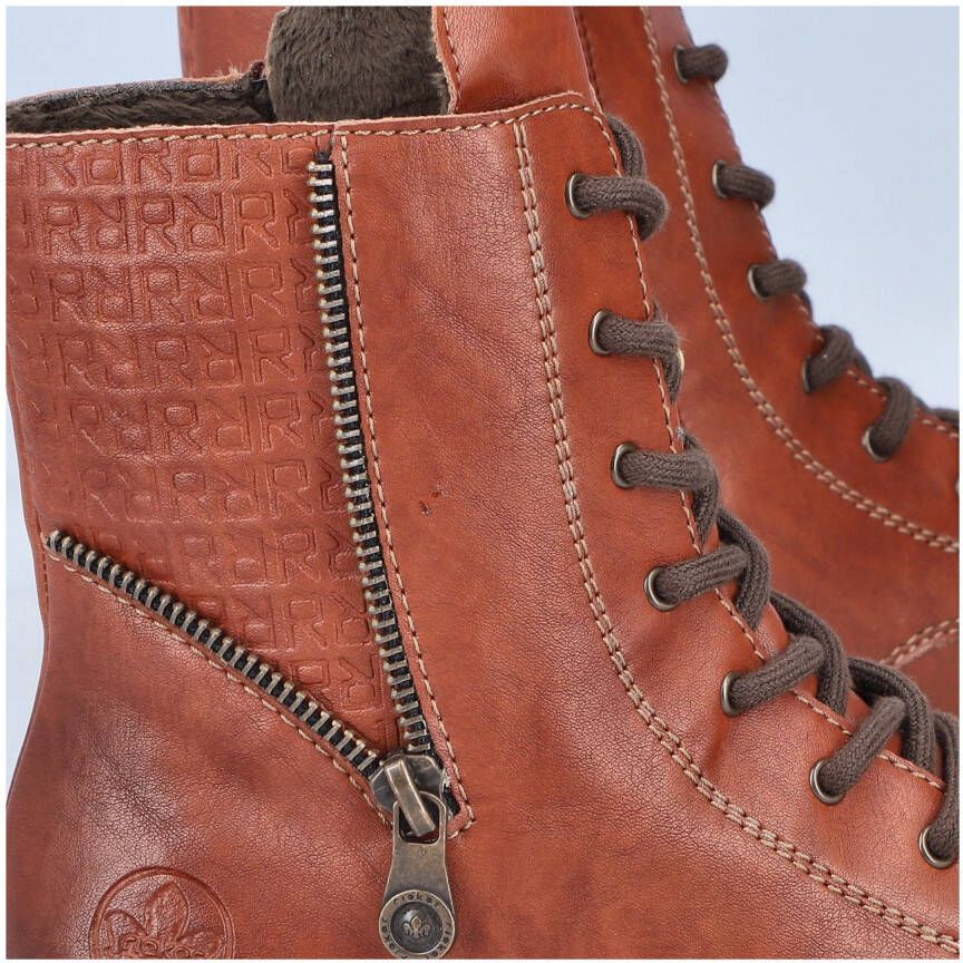 Rieker Veterlaarsjes veterschoenen blokhak met schachtprint en binnenrits