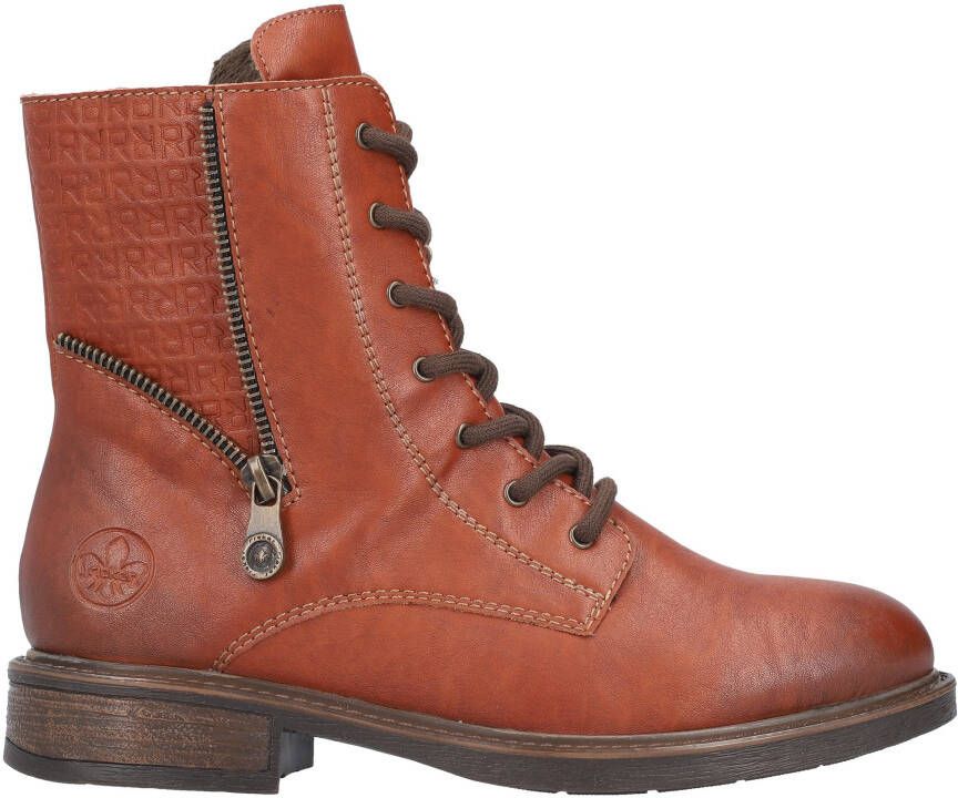 Rieker Veterlaarsjes veterschoenen blokhak met schachtprint en binnenrits