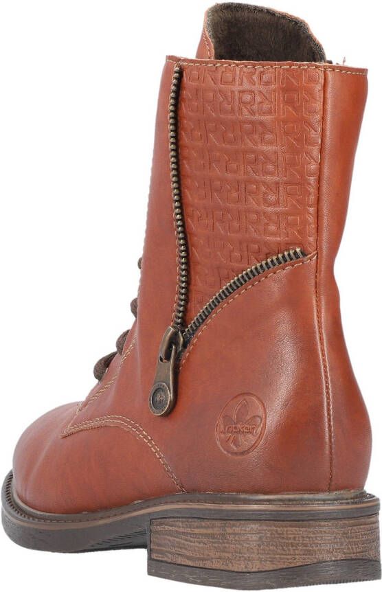 Rieker Veterlaarsjes veterschoenen blokhak met schachtprint en binnenrits