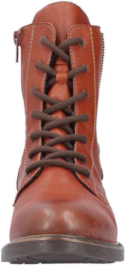 Rieker Veterlaarsjes veterschoenen blokhak met schachtprint en binnenrits