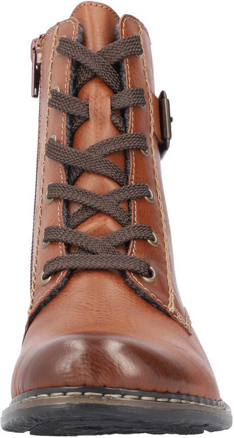 Rieker Veterlaarsjes veterschoenen klassieke laarzen blokhak in used-look