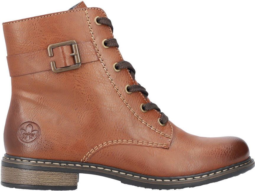 Rieker Veterlaarsjes veterschoenen klassieke laarzen blokhak in used-look