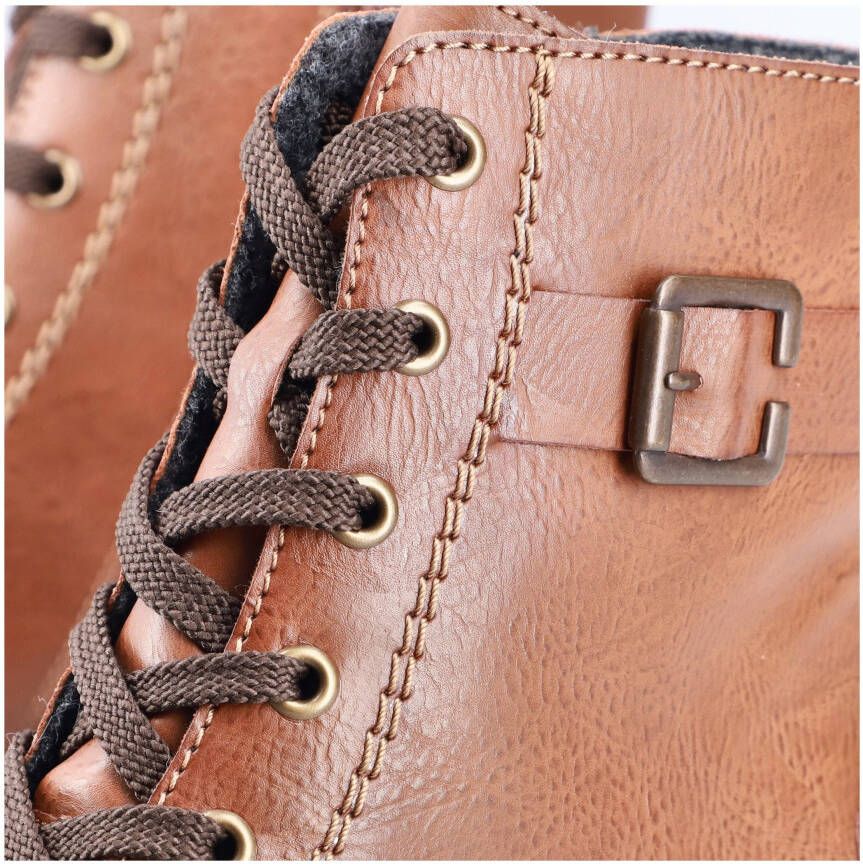 Rieker Veterlaarsjes veterschoenen klassieke laarzen blokhak in used-look
