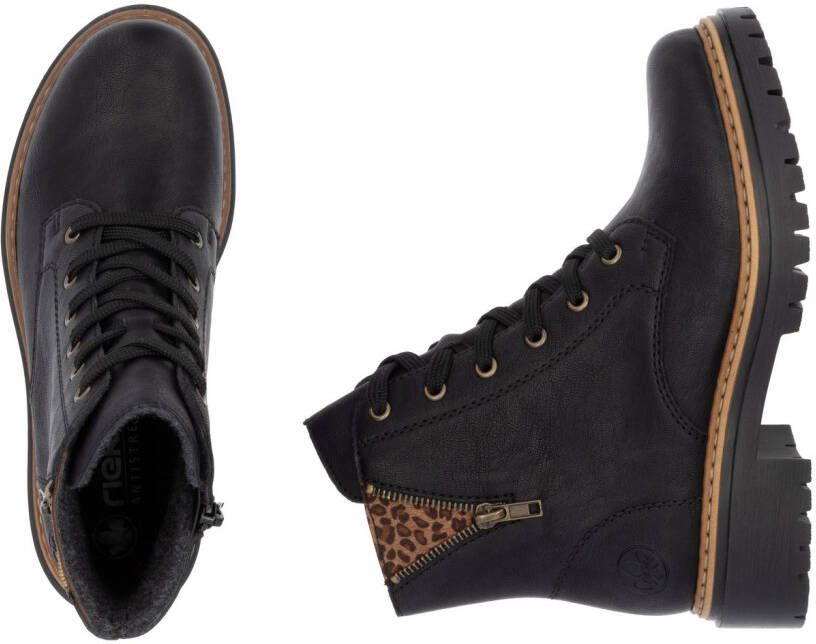 Rieker Veterlaarsjes lace-up boots block heel with practical inner zipper