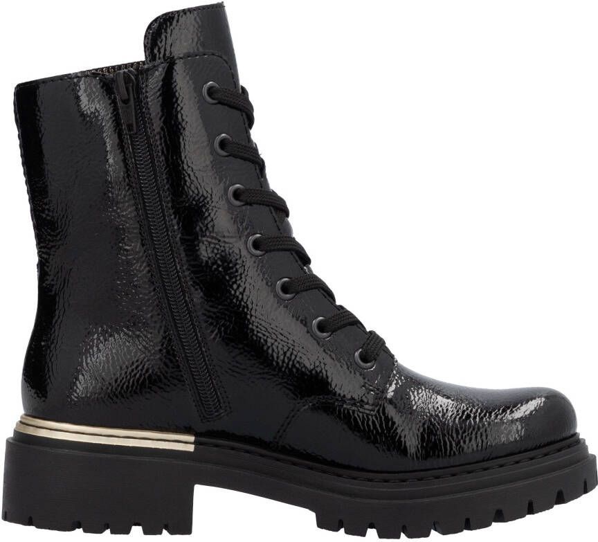 Rieker Veterschoenen enkellaars hakken met textielinzet aan de schacht