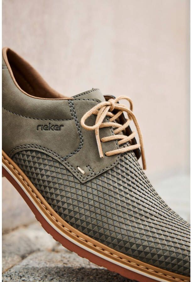 Rieker Veterschoenen business-veterschoenen lage schoen met modieuze embossing