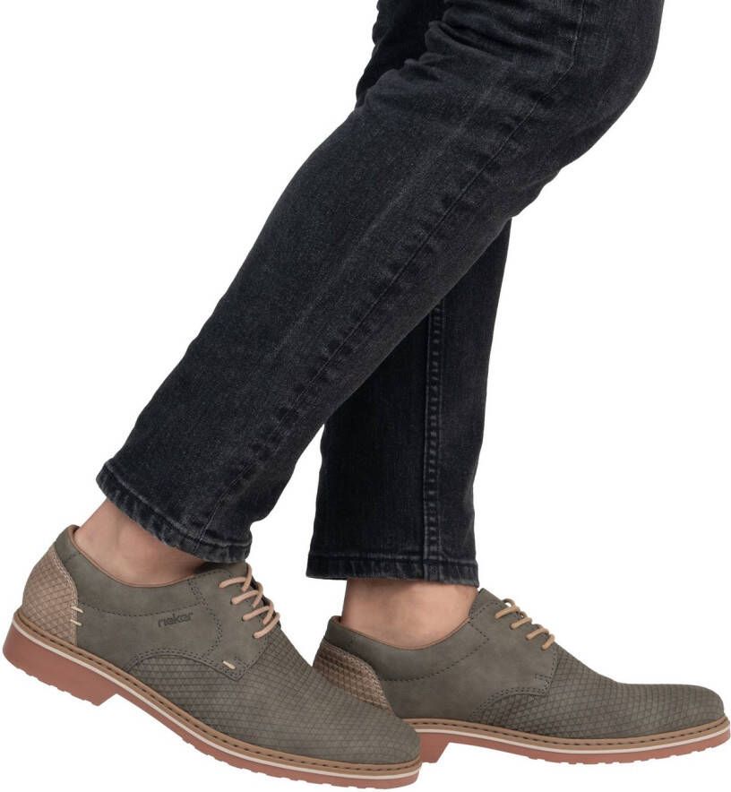 Rieker Veterschoenen business-veterschoenen lage schoen met modieuze embossing