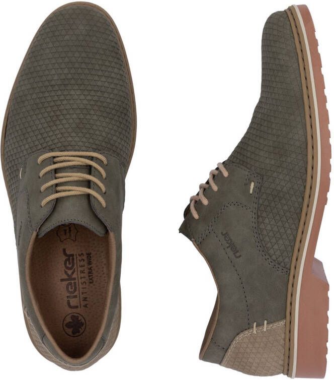 Rieker Veterschoenen business-veterschoenen lage schoen met modieuze embossing