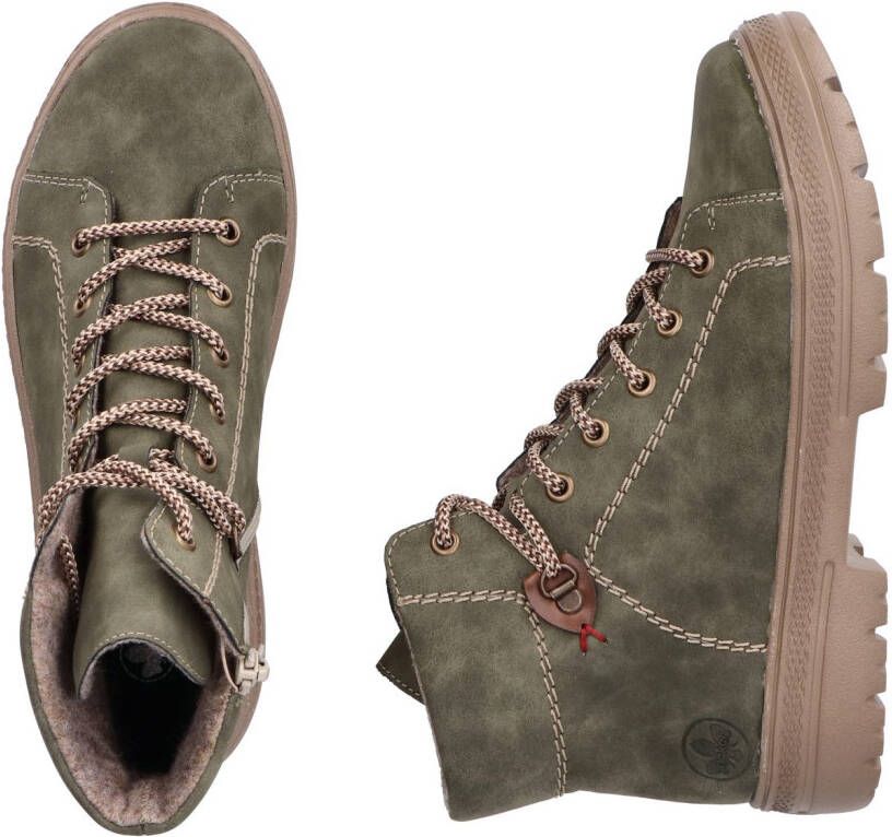 Rieker Veterschoenen enkellaars plateausool contrastnaad met binnenrits