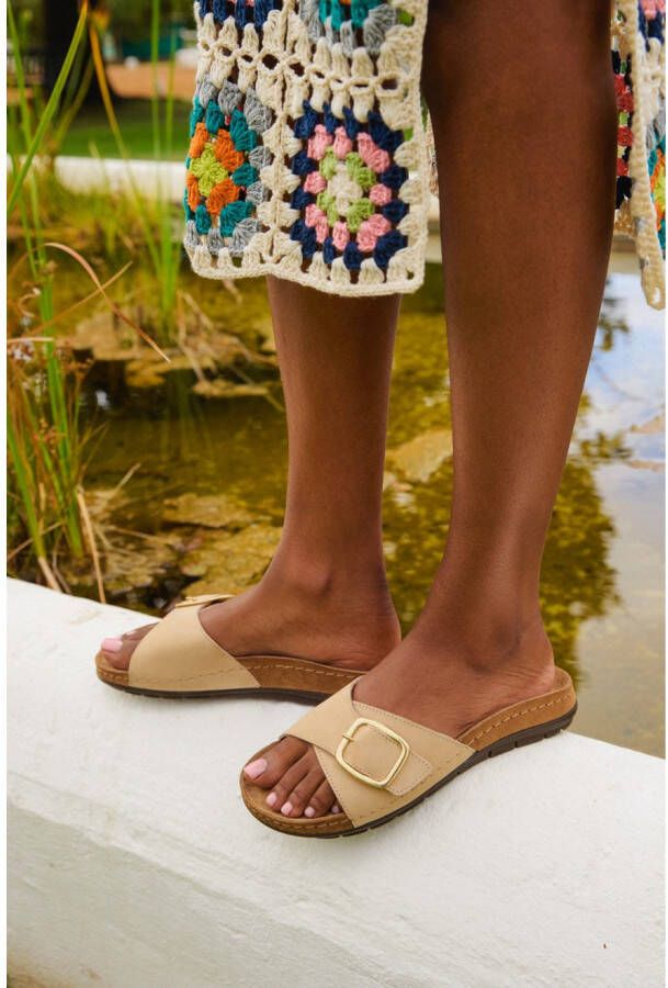 Rohde Slippers Rodigo Zomerschoen slippers strandschoen badschoen met leren zacht voetbed