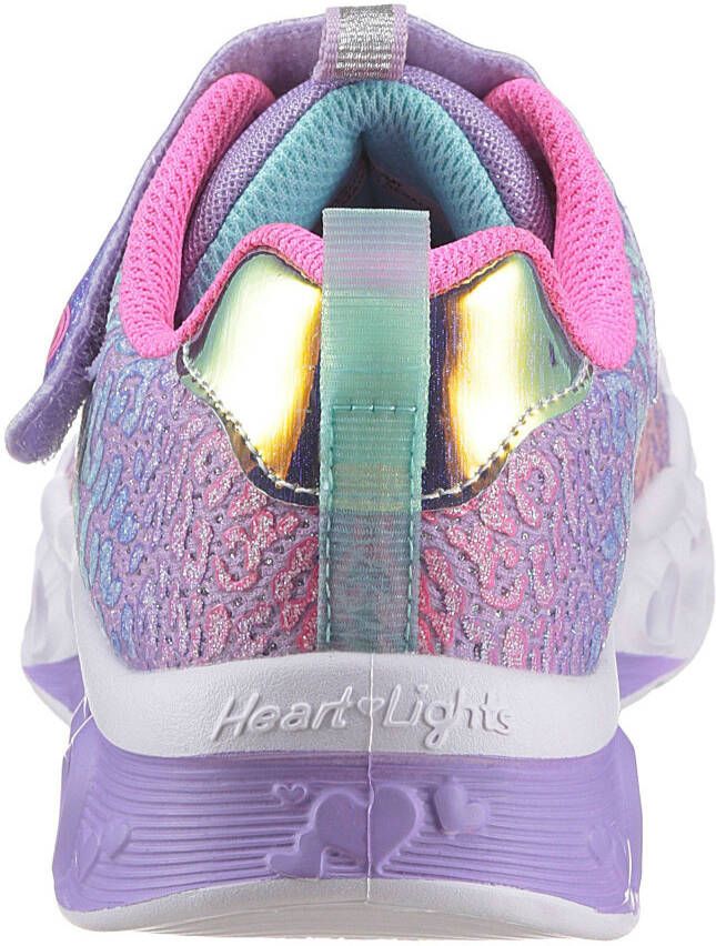 Skechers Kids Sneakers FLUTTER HEART LIGHTS LOVES WILD met felgekleurde zool