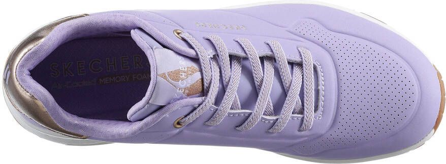 Skechers Slip-on sneakers UNO SHIMMER AWAY slipper vrijetijdsschoen plateau sneaker met modieuze sleehak