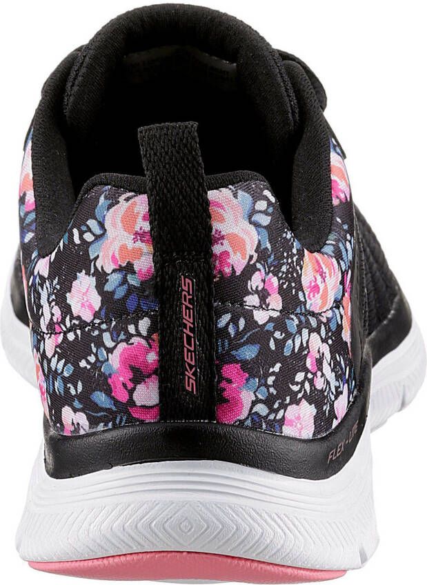 Skechers Sneakers FLEX APPEAL 4.0 LET IT BLOSSOM met bloeiprint op de hiel vrijetijdsschoen lage schoen veterschoen