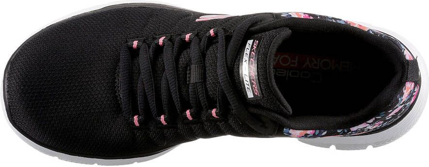 Skechers Sneakers FLEX APPEAL 4.0 LET IT BLOSSOM met bloeiprint op de hiel vrijetijdsschoen lage schoen veterschoen