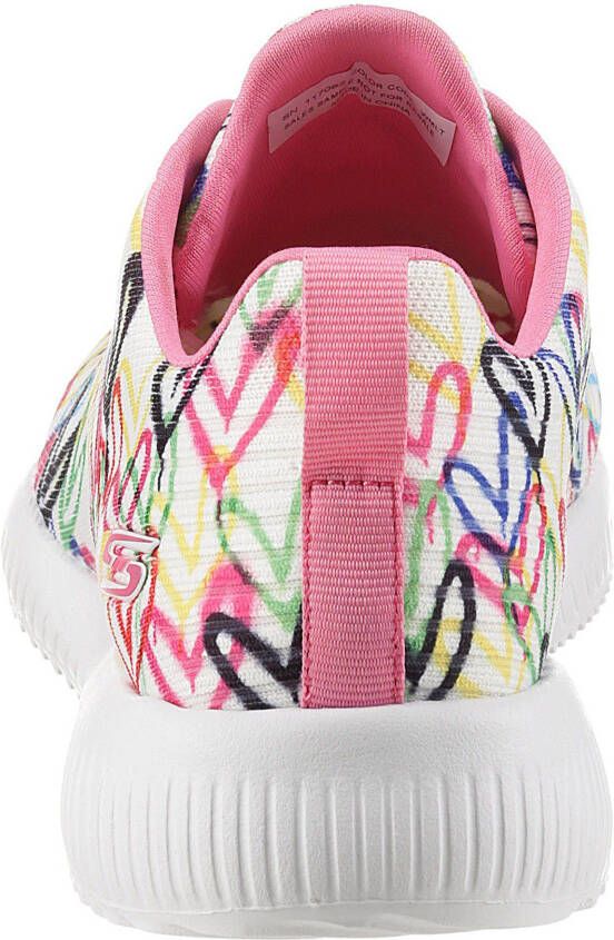 Skechers Sneakers BOBS SQUAD met allover hartjesprint vrijetijdsschoen lage schoen veterschoen