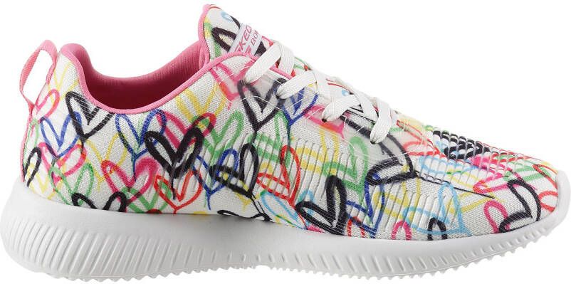 Skechers Sneakers BOBS SQUAD met allover hartjesprint vrijetijdsschoen lage schoen veterschoen