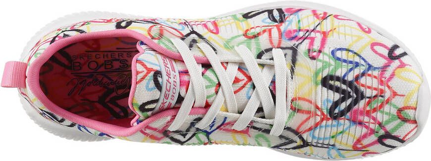 Skechers Sneakers BOBS SQUAD met allover hartjesprint vrijetijdsschoen lage schoen veterschoen