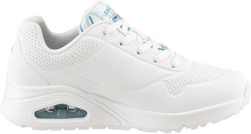Skechers Sneakers met sleehak UNO-SPREAD THE LOVE Vrijetijdsschoen lage schoen veterschoen met coole graffiti-print