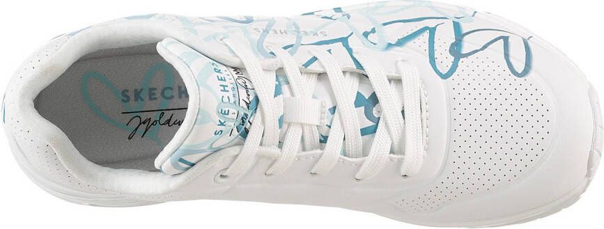Skechers Sneakers met sleehak UNO-SPREAD THE LOVE Vrijetijdsschoen lage schoen veterschoen met coole graffiti-print