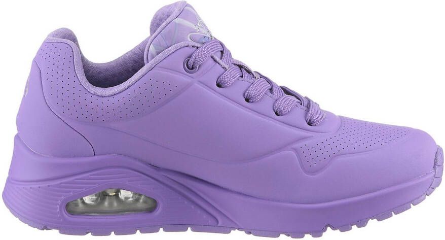 Skechers Sneakers met sleehak UNO-SPREAD THE LOVE Vrijetijdsschoen lage schoen veterschoen met coole graffiti-print