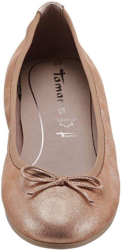 Tamaris Ballerina's Feestelijke schoen trouwschoen flats met mooie metallic glans