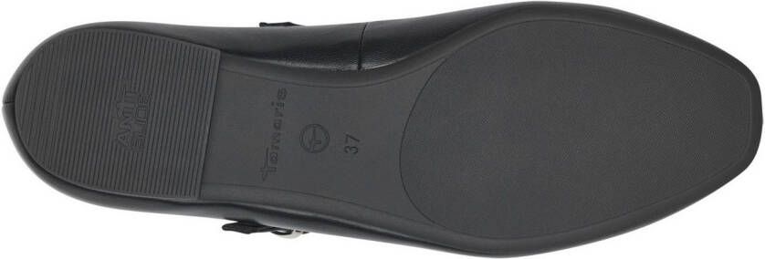 Tamaris Ballerina's met riempje blokhak zakelijke schoen flats in veganistische uitvoering