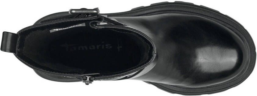 Tamaris Bikerboots met sierband en metalen ring verstelbare gesp