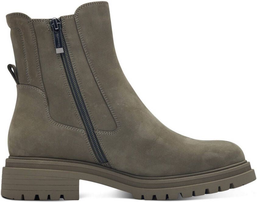 Tamaris Chelsea-boots blokhak combat boots enkellaars met stretch-inzet