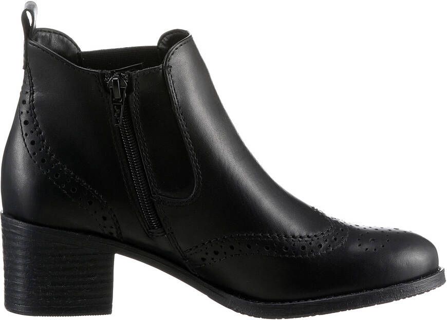 Tamaris Chelsea-boots blokhak enkellaars ankleboots met elegante lyra-perforatie
