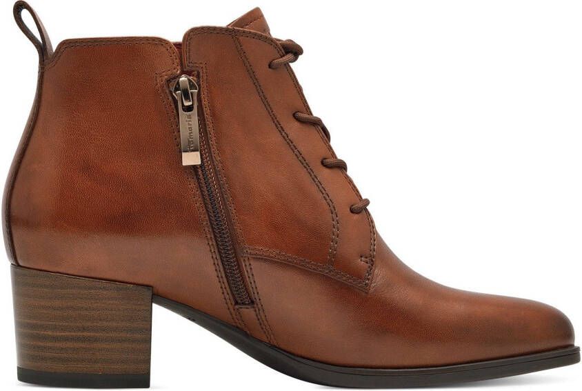 Tamaris Enkellaarsjes blokhak veterschoen business schoen met logo-embossing