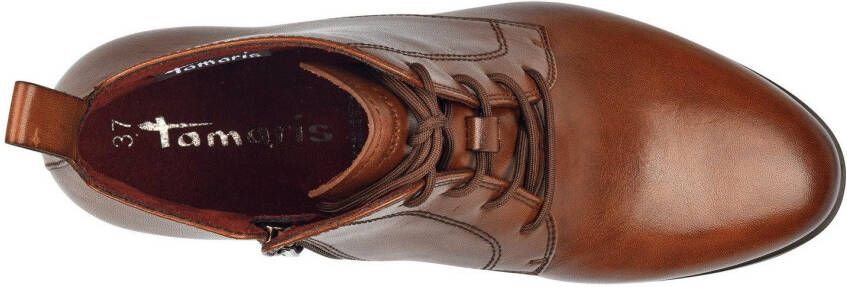 Tamaris Enkellaarsjes blokhak veterschoen business schoen met logo-embossing