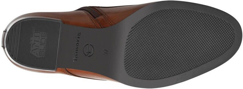 Tamaris Enkellaarsjes blokhak veterschoen business schoen met logo-embossing